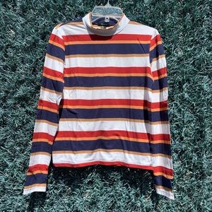 Striped chinese collar top
